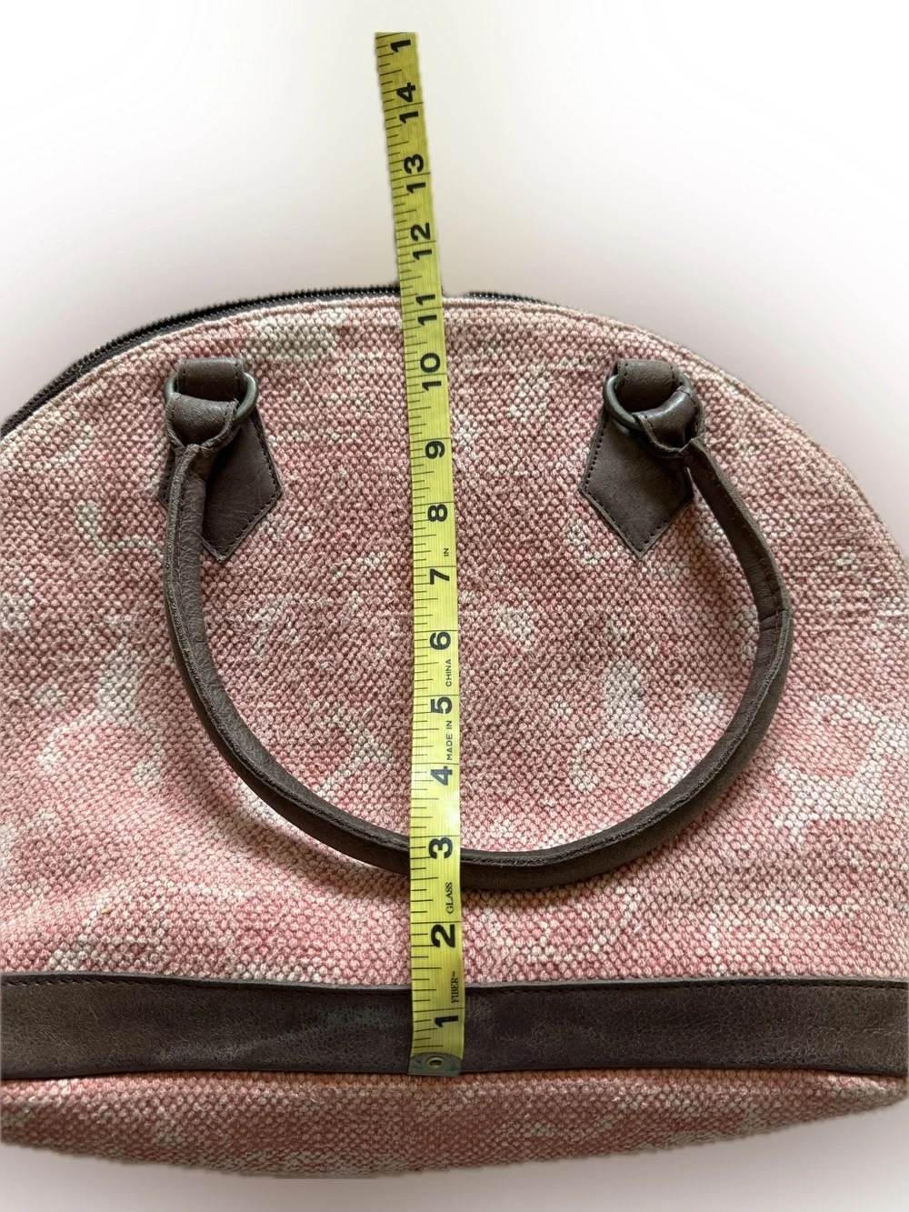 Indie Ella Classic Pink Canvas Dome Tote with Dark Trim, zipper closure